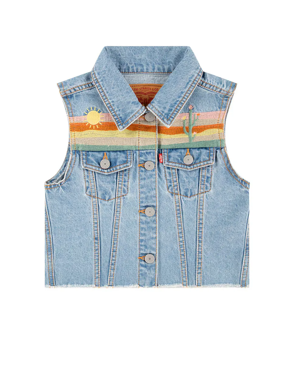 

Джинсовый жилет Levi's с вышивкой для девочек, синий