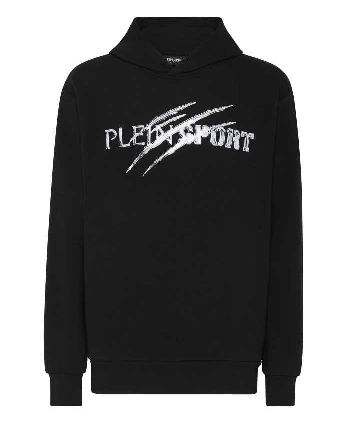 

Толстовка с капюшоном, хромированная, с царапинами. Plein Sport, черный