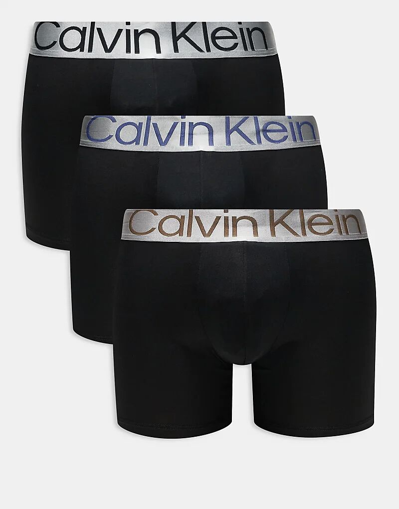 

Комплект из 3 трусов-боксеров Steel с серебристым поясом черного цвета Calvin Klein