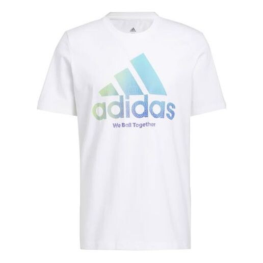 

Футболка Men's adidas Alphabet Large Logo Round Neck Short Sleeve White T-Shirt, белый