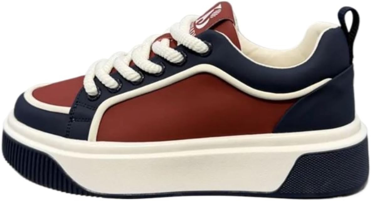 

Мужские платформенные кроссовки повседневные скейт обувь с массивной подошвой, увеличивающей рост, на шнуровке, спортивная обувь с минималистичным дизайном для повседневного ношения Azttoztto, красный/синий