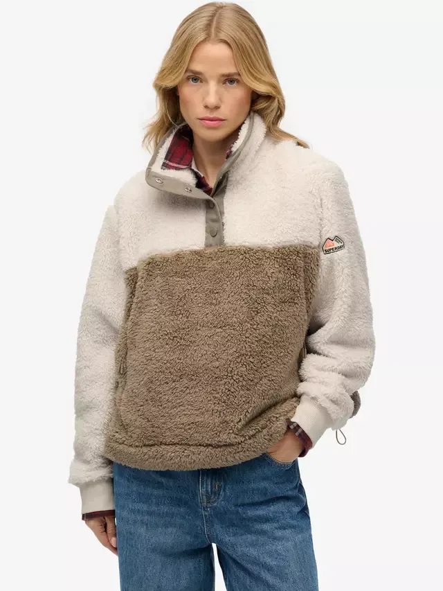 Флисовая куртка Teddy Colour Block, цвет Winter Twig Beige Superdry
