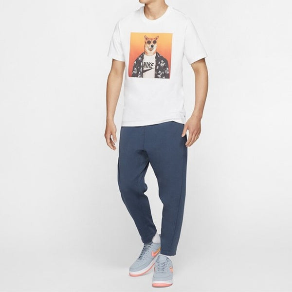 Футболка dog sunglasses printed with short-sleeved male white Nike, белый — фото 3