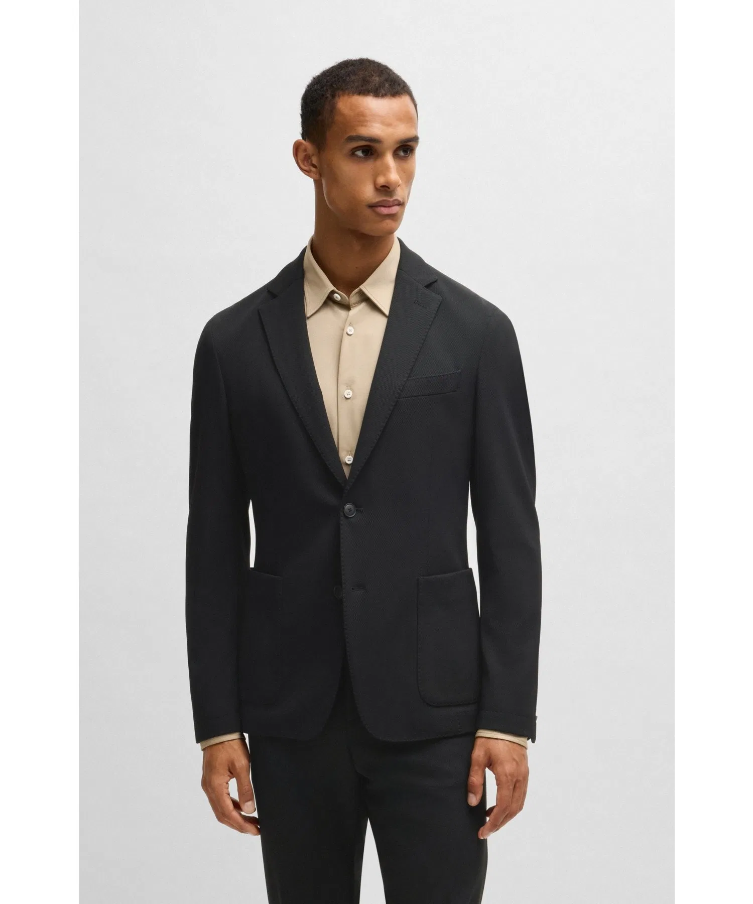 Мужской пиджак BOSS Slim Fit из нейлона чёрный
