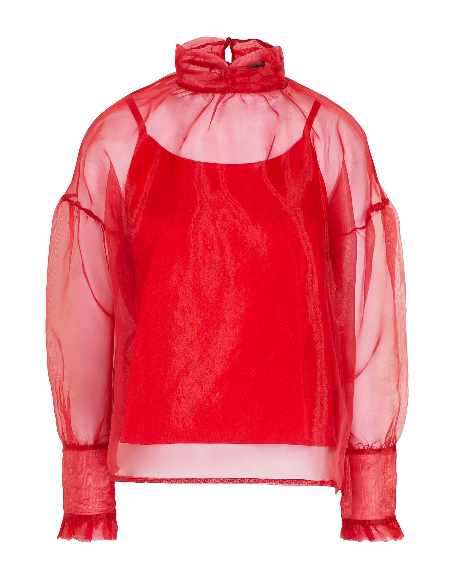 

Топ Organza Puff-Sleeve Blouse W/ Camisole 8 By Yoox, кирпичный