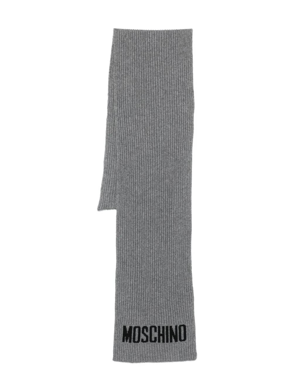 

Ребристый шарф с логотипом Moschino, серый