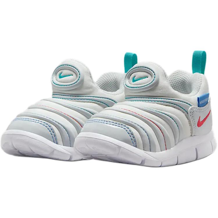 Nike Динамо фри саппорт лоу топ детские ботиночки white/white gold/bold blue/cactus green для малышей — фото 4