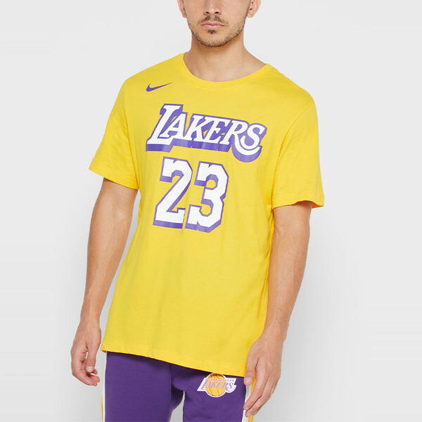 Футболка Nike NBA Lakers Basketball Sports Short Sleeve LeBron James 23 Yellow, желтый — фото 3
