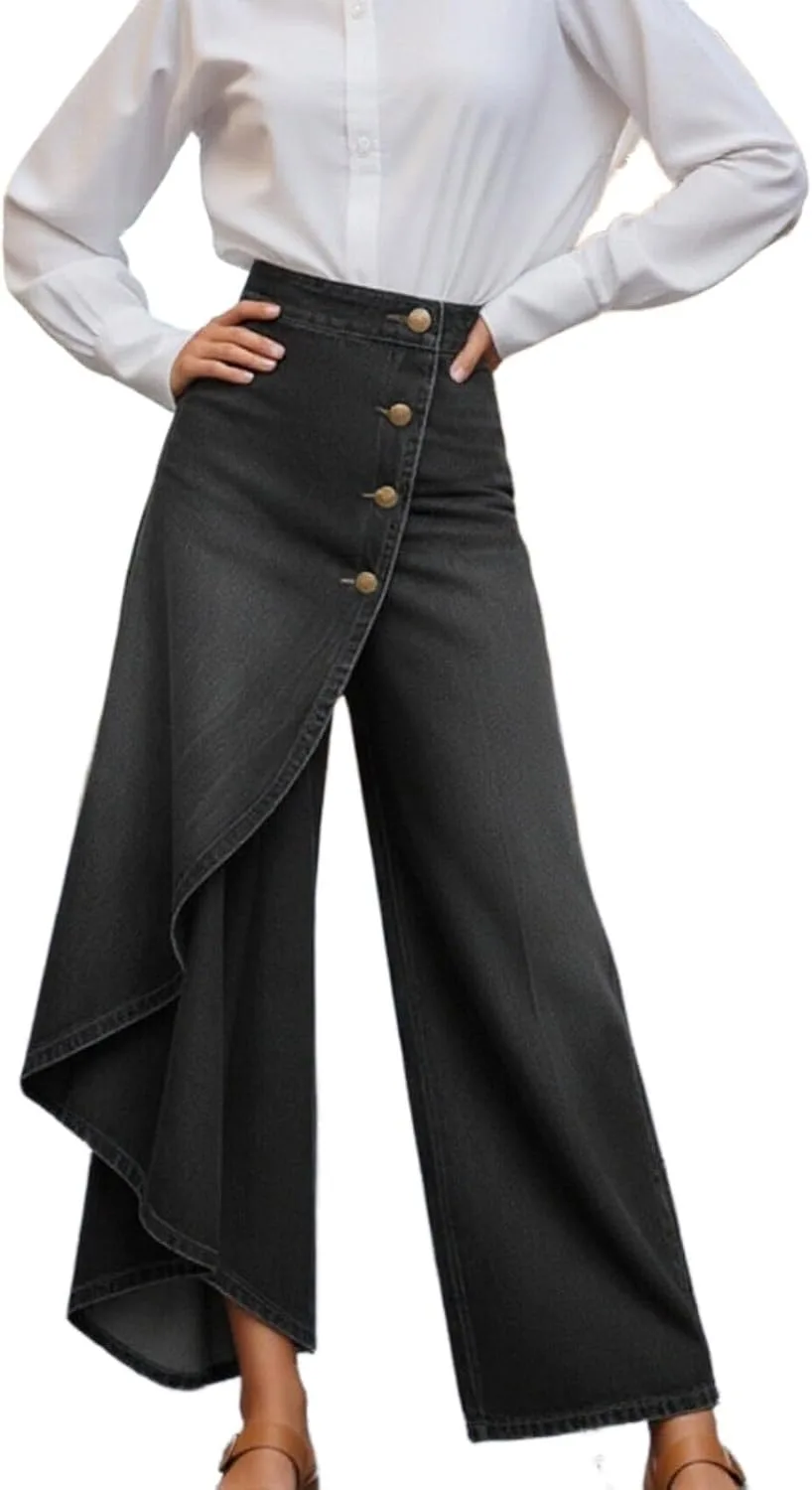 

Женские джинсы High Waisted Wide Leg с асимметричным кроем TianGiKi