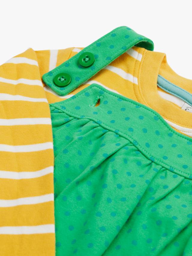 Комплект платья-передника из органического хлопка baby selma и боди Frugi, зеленый/разноцветный — фото 4