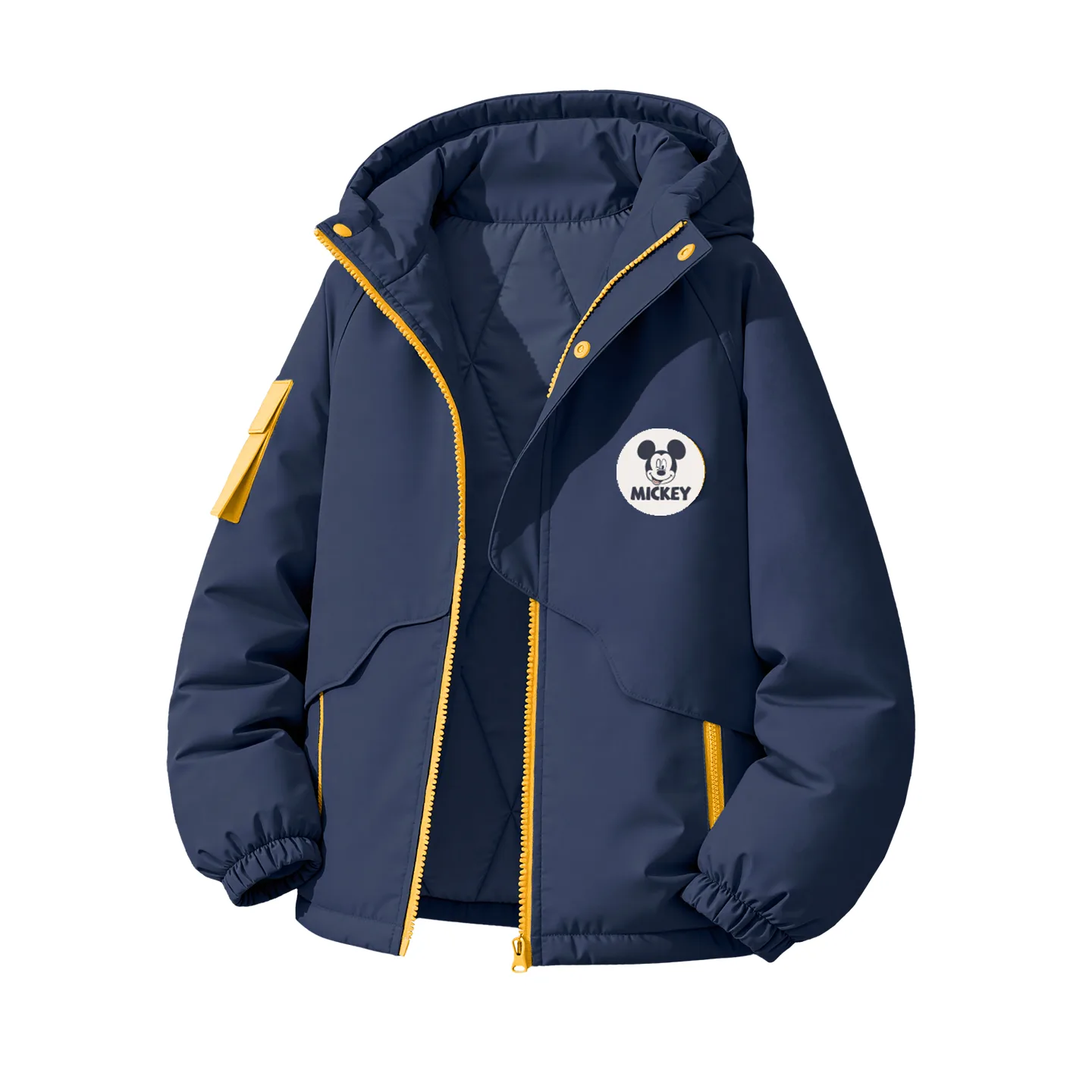 Детская утепленная куртка с капюшоном Disney, [Thickened Thermal]Dicy Round Hook-and-Loop K Navy Blue