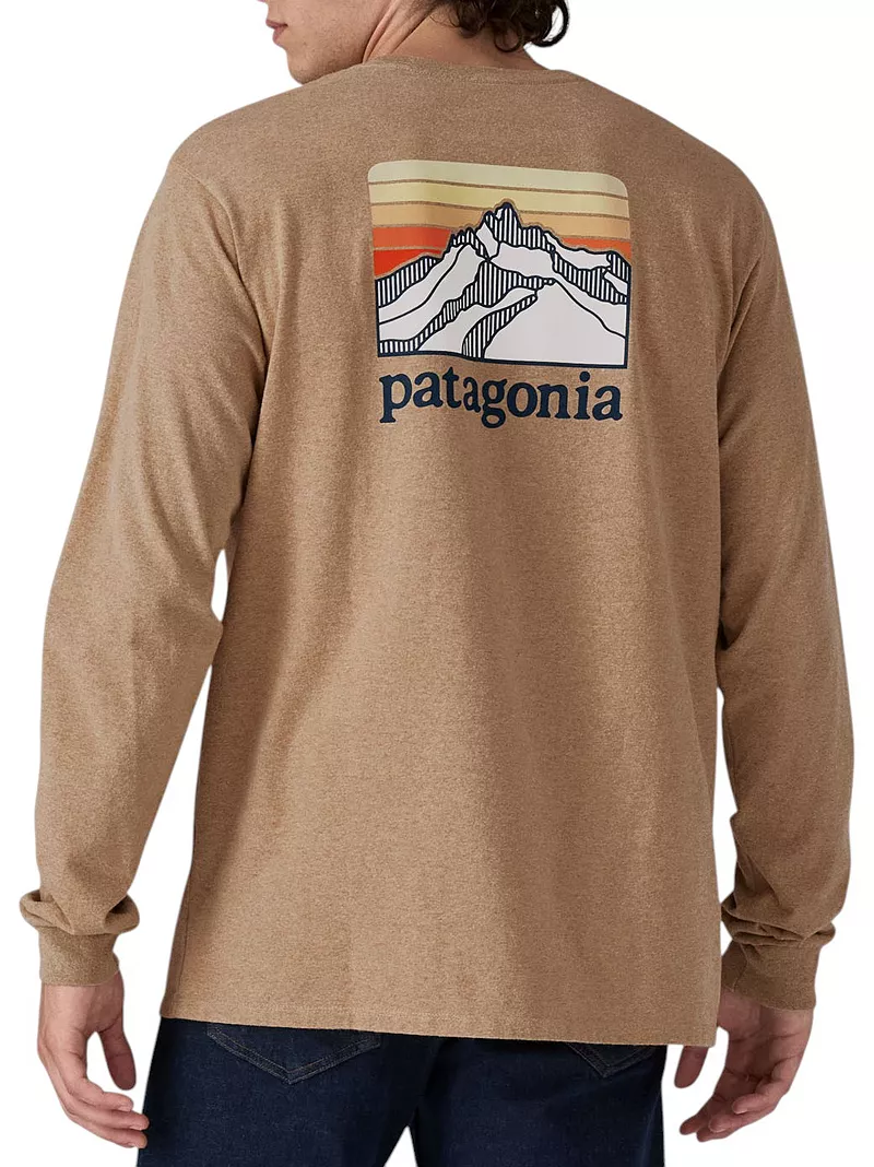 

Мужская футболка Patagonia Line с логотипом Ridge Responsbilit с длинными рукавами, цвет Grayling Brown