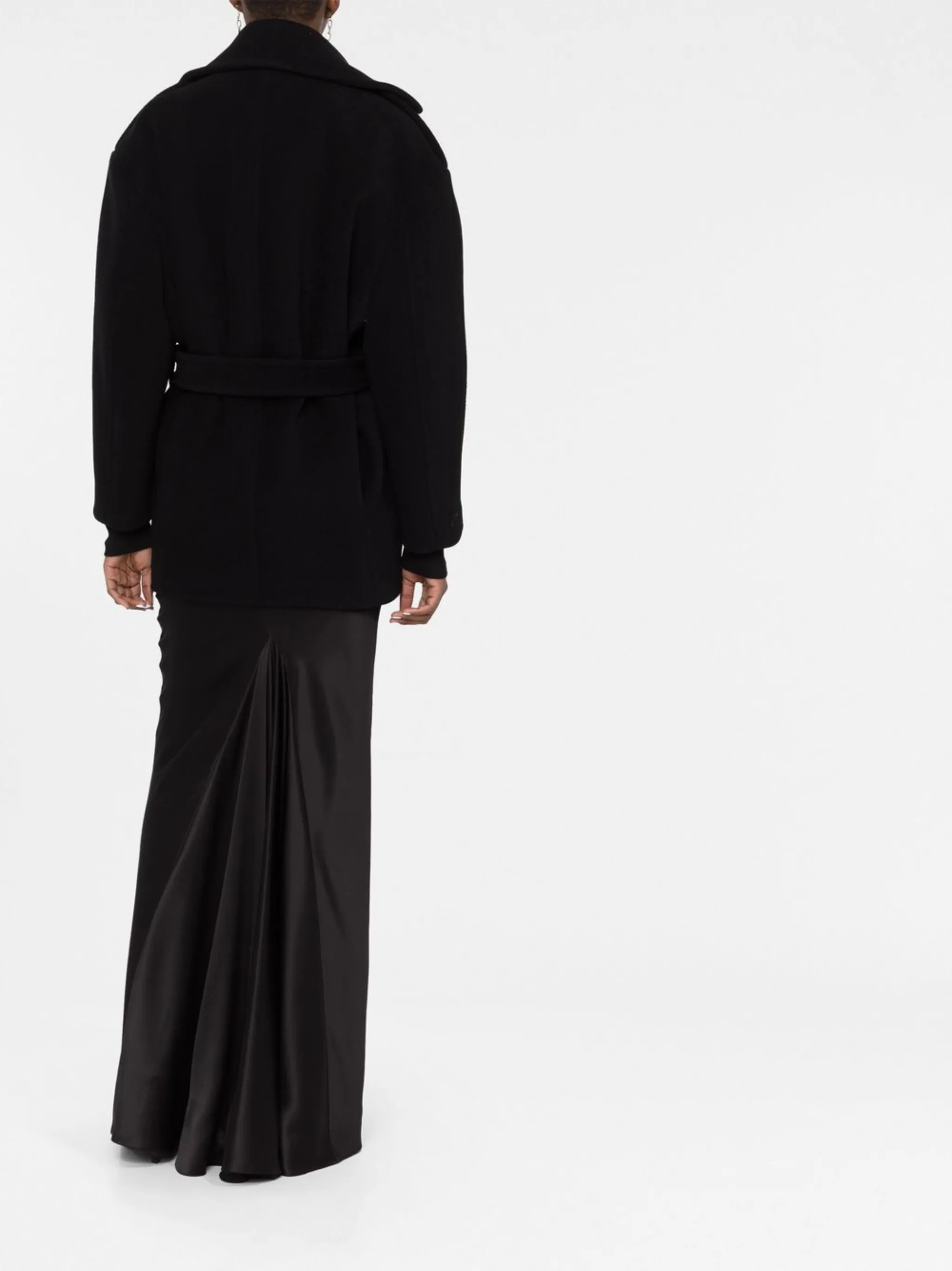 Пальто на молнии с заостренным воротником Saint Laurent, черный — фото 4