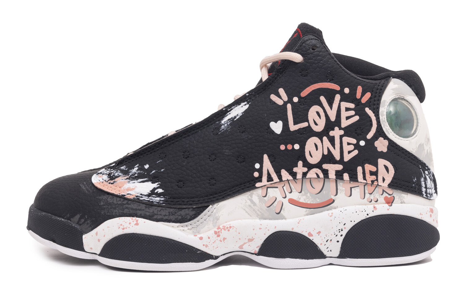 

Кроссовки Air Jordan 13 Vintage Basketball Shoes Men High-top Black/white/pink, черный