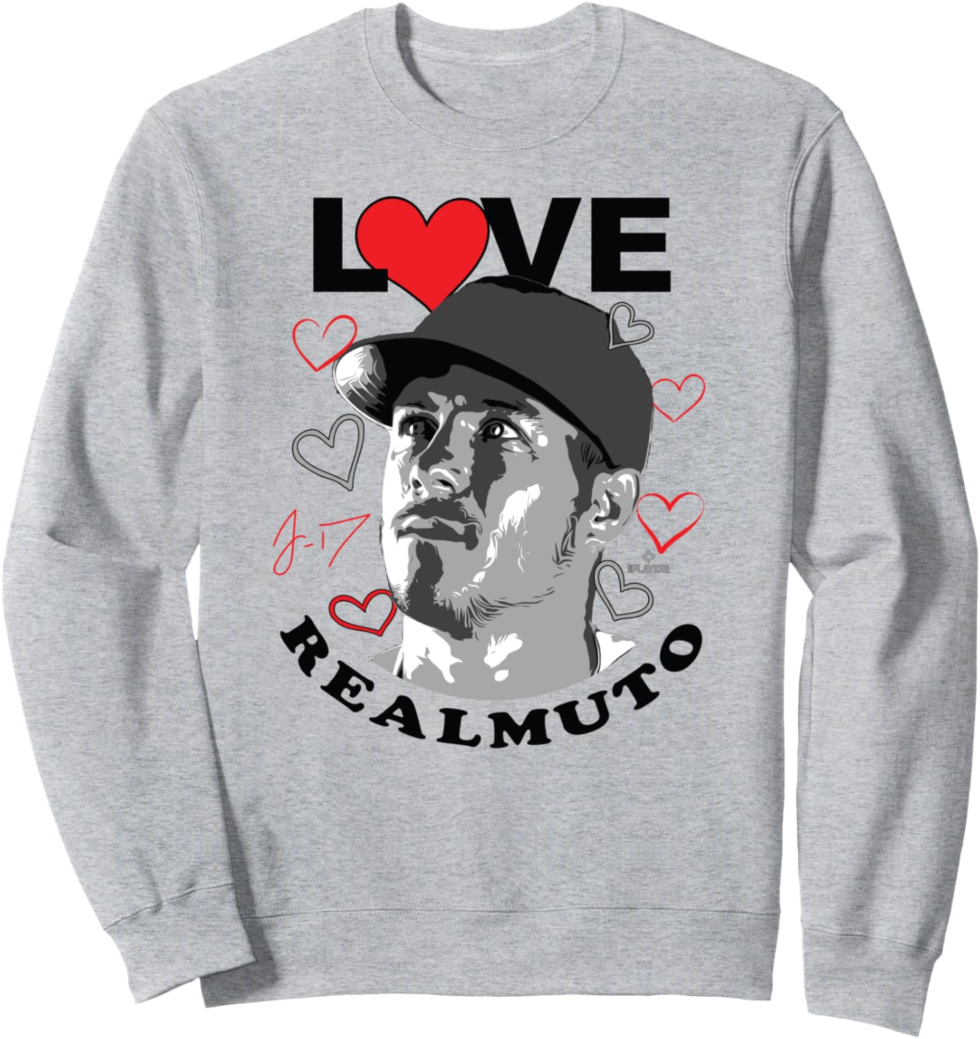 

Толстовка Love JT Realmuto Valentine Philadelphia Baseball MLBPA Ryno Sports, серый