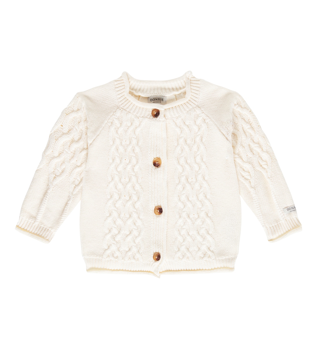 

Хлопковый кардиган Baby Cleo с косами Donsje, белый