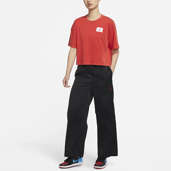 Спортивные штаны (WMNS) Air Jordan SS22 Brand Logo Solid Color Straight Sports Pants/Trousers/Joggers Black, черный — фото 3