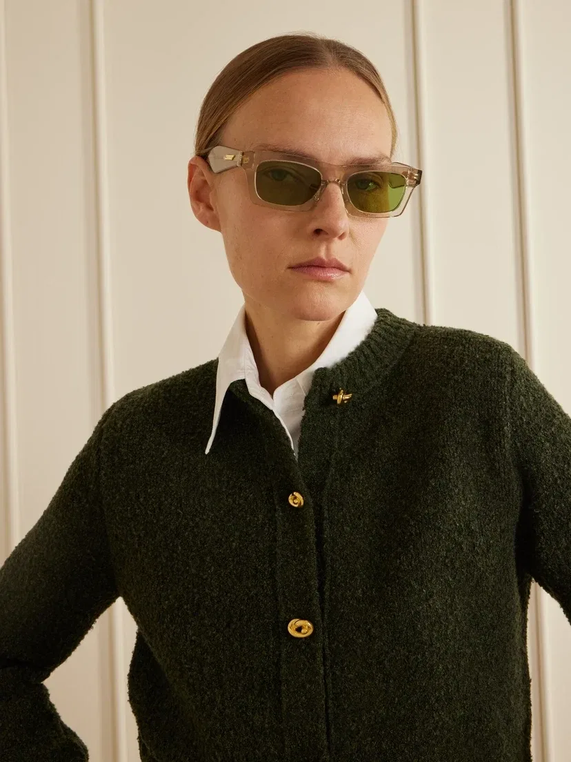 Квадратные ацетатные солнцезащитные очки Ribbon BOTTEGA VENETA EYEWEAR, прозрачный — фото 2