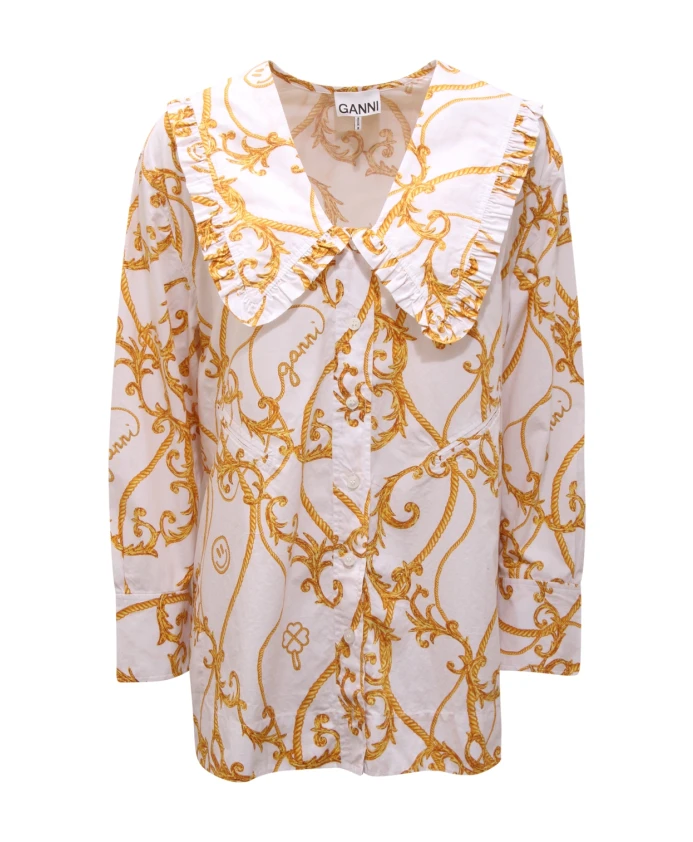 

Рубашка оверсайз серого цвета Ganni, мультиколор