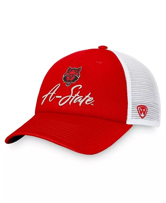 

Женская алая, белая регулируемая шляпа Arkansas State Red Wolves Charm Trucker Top Of The World, красный