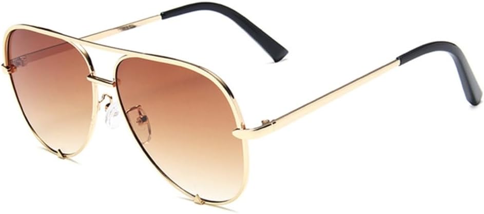 

Женские металлические солнцезащитные очки, мужские солнцезащитные очки из сплава с градиентным черным покрытием, очки для вождения, женские очки с защитой от УФ-излучения UV400 VFDHN, Gold Tea