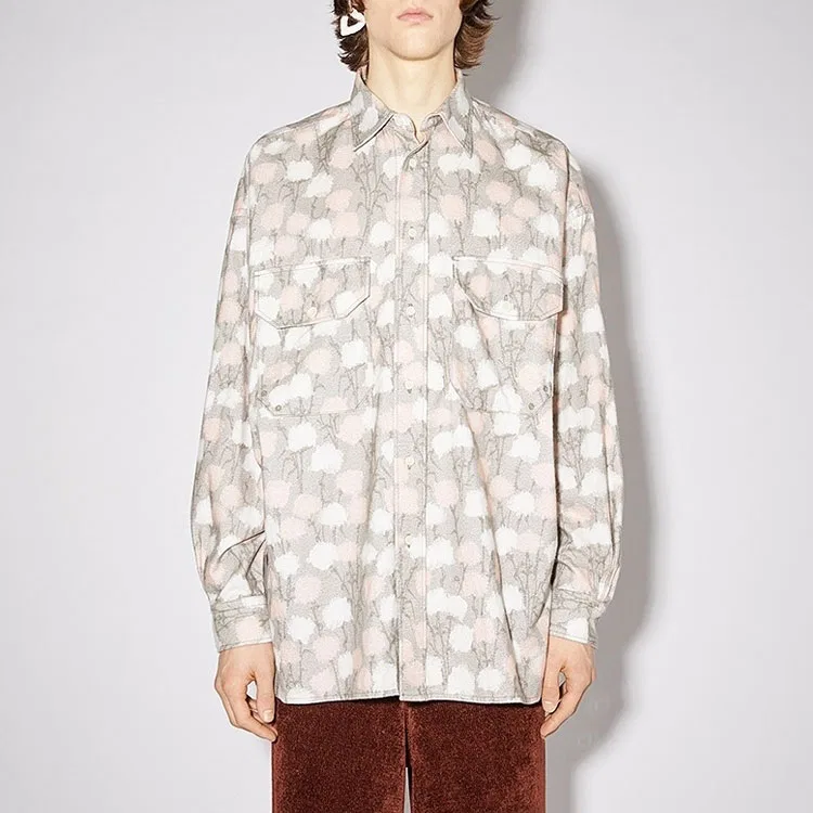Рубашка мужская серая с отложным воротником Acne Studios, Gray — фото 3