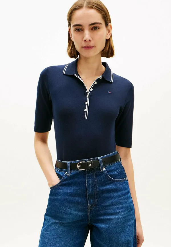 Поло с коротким рукавом и присборенной отделкой Tommy Hilfiger, Dark Blue
