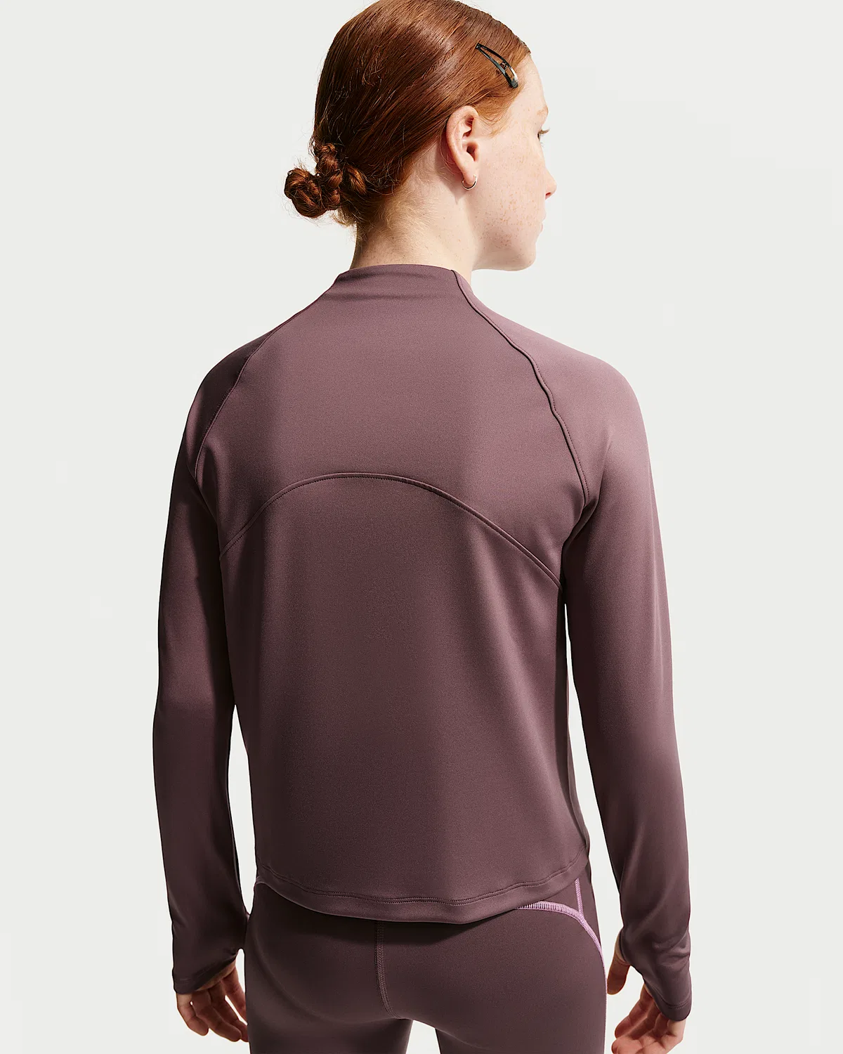 Детские (девочки) Nike Pro Dri-FIT с длинным рукавом и полузамком, Tattoo/Tattoo/White — фото 2