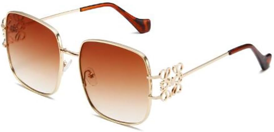 

Солнцезащитные очки в стиле ретро с квадратным китайским узлом, защитой от ультрафиолета UV400, металлической оправой, для мужчин и женщин, пляжные очки Weloveushop, Gold Frame Gradually Tea Flakes