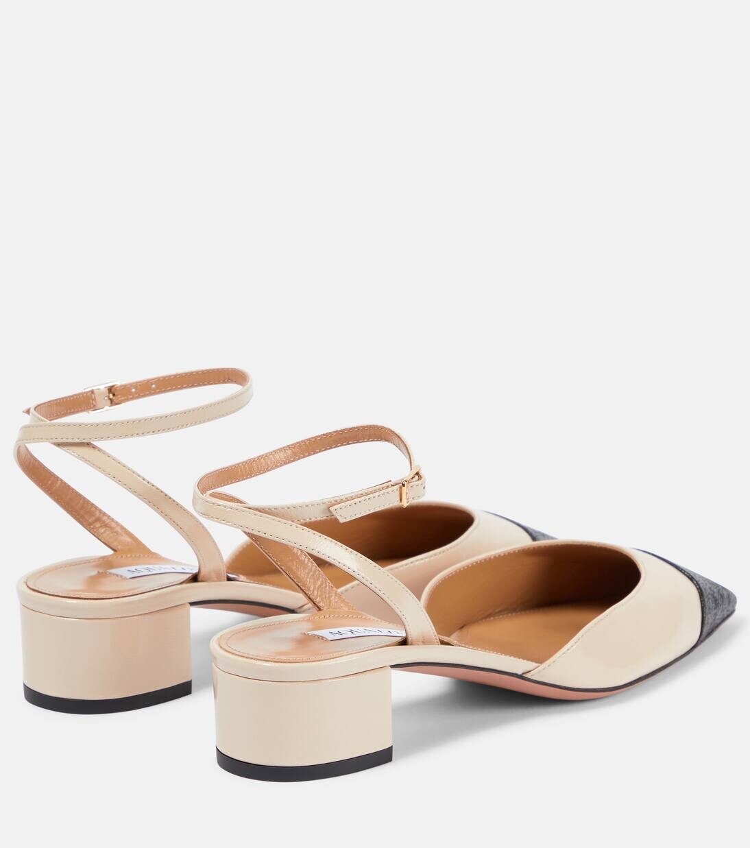 Туфли-лодочки French Flirt 35 из кожи Aquazzura, цвет light nude/black — фото 3
