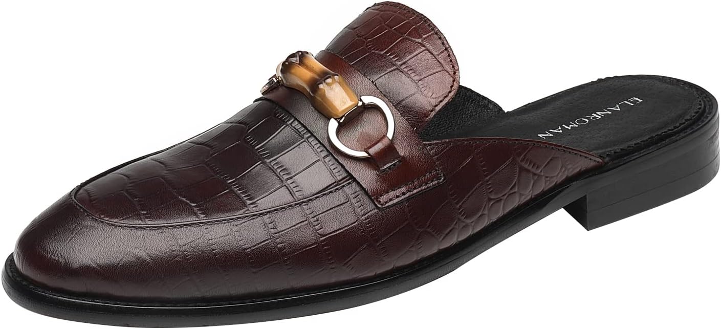 

Мужские лоферы ELANROMAN без задника, черные, из натуральной кожи, мюли, тапочки, обувь на легком надевании