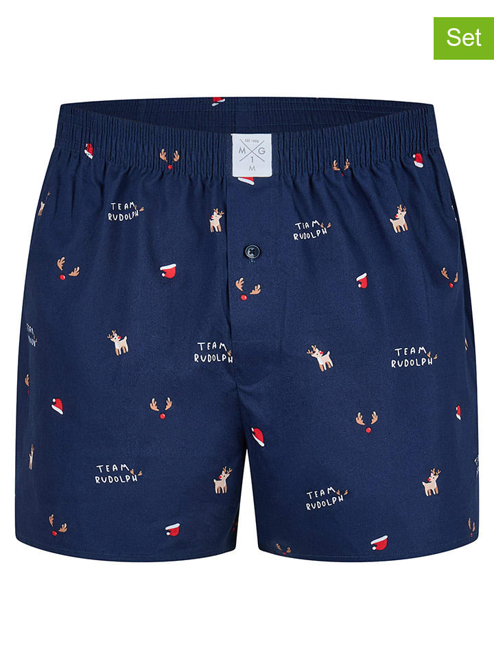 

MG-1 Комплект из 3 штук: тканые боксерские шорты темно-синего/красного цвета