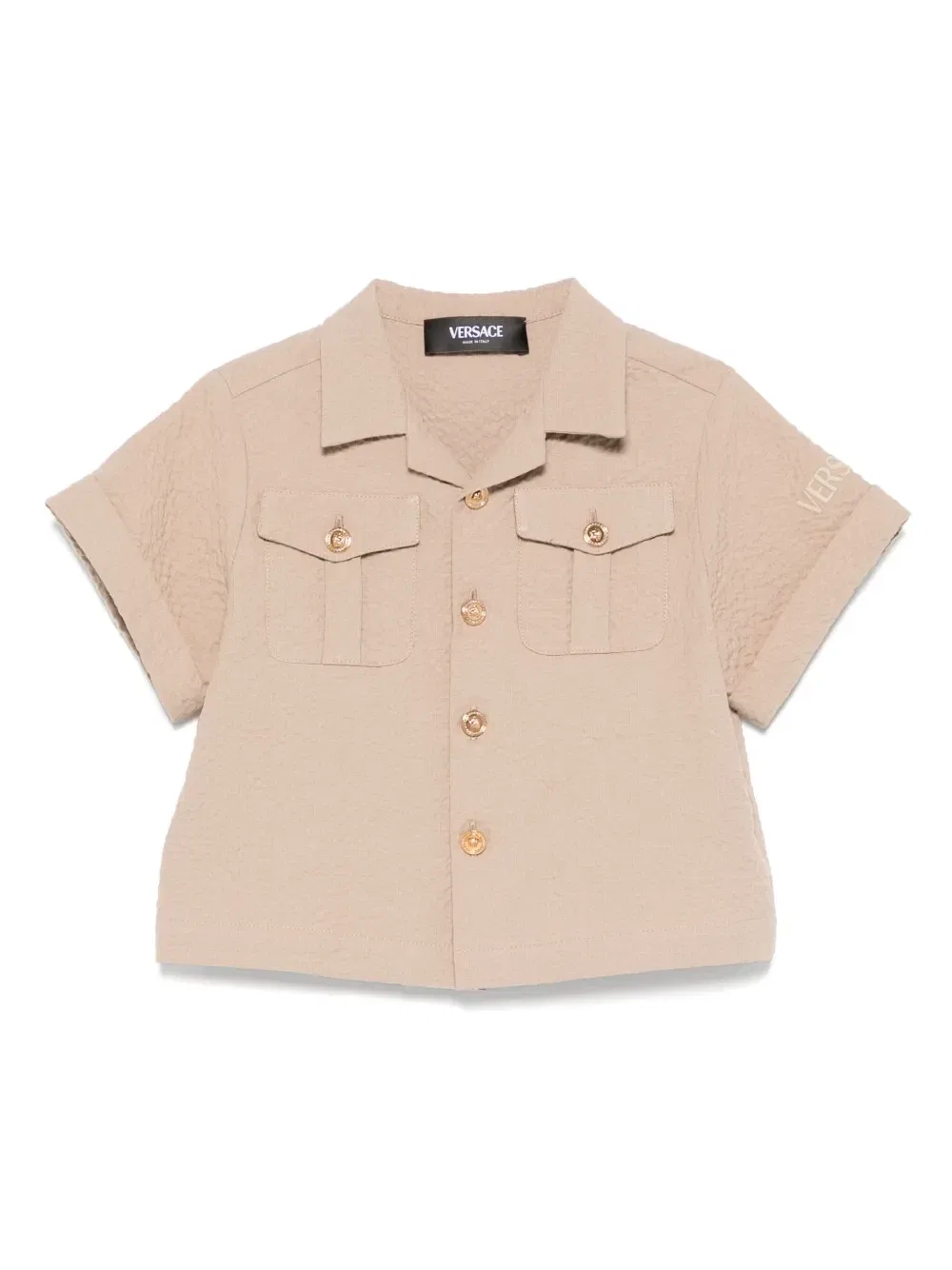 Рубашка из сирсакера Versace Kids, коричневый