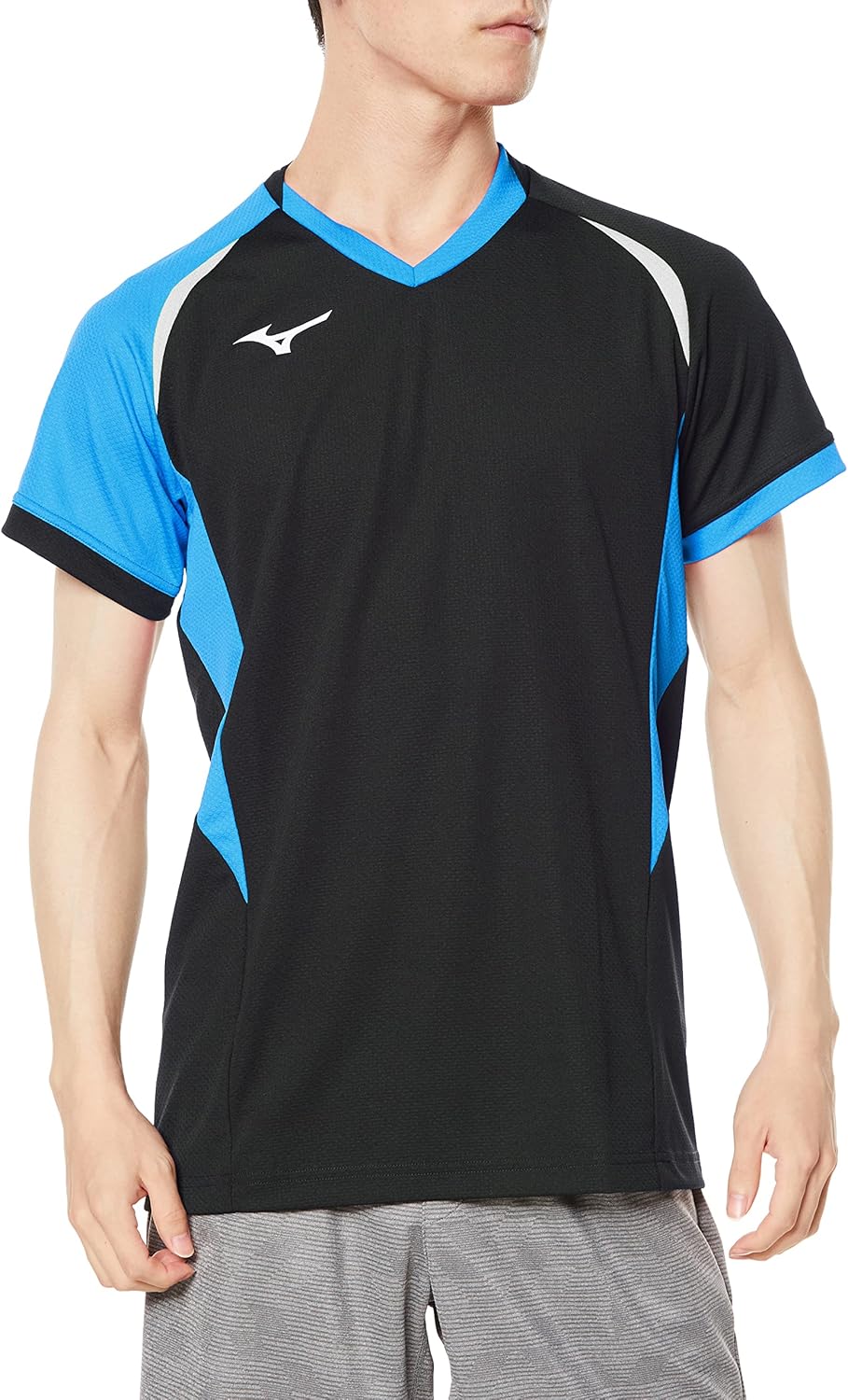 

Волейбольная футболка Mizuno V2MA2112, игровая футболка, с коротким рукавом, влагоотводящая, быстросохнущая, доступна в детском варианте, белый/черный/синий