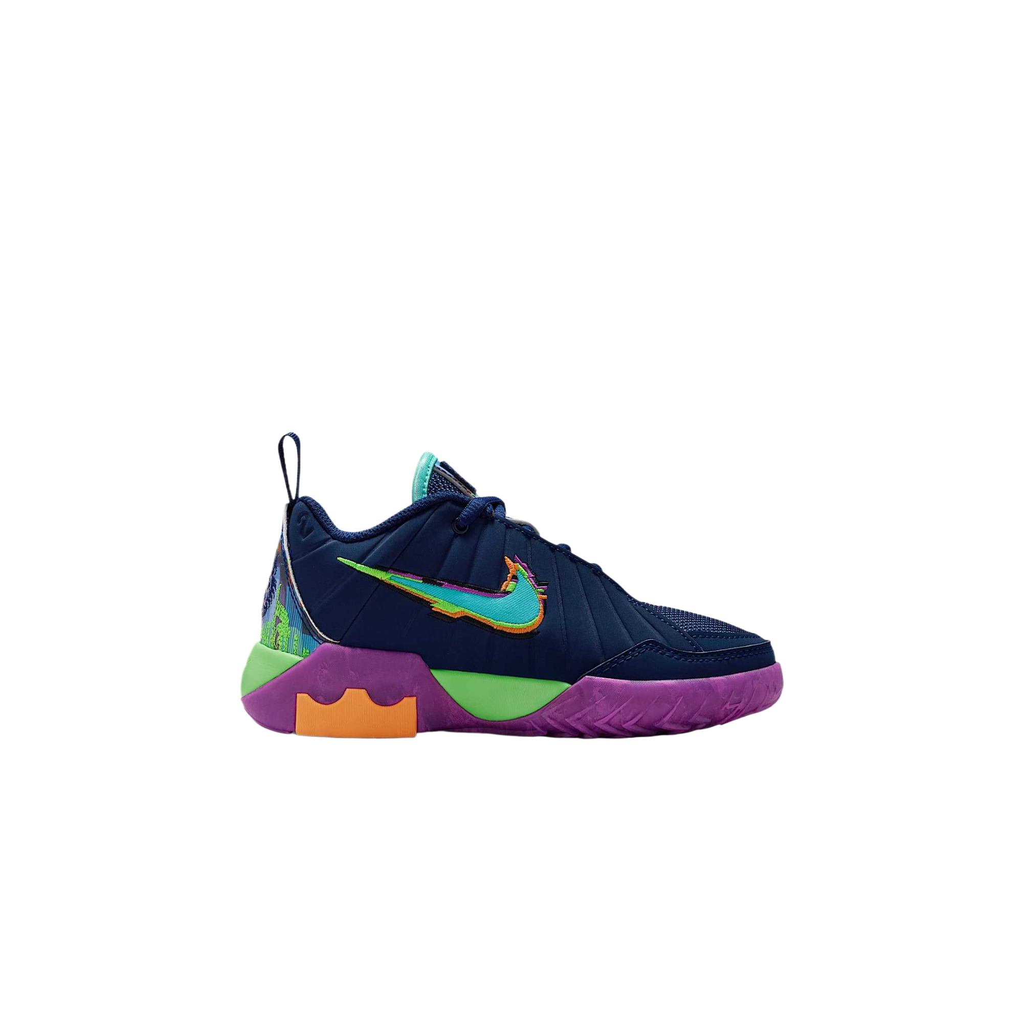Детские баскетбольные кроссовки LeBron Witness 9 Low top Nike, синий/ярко-фиолетовый/зеленый — фото 3
