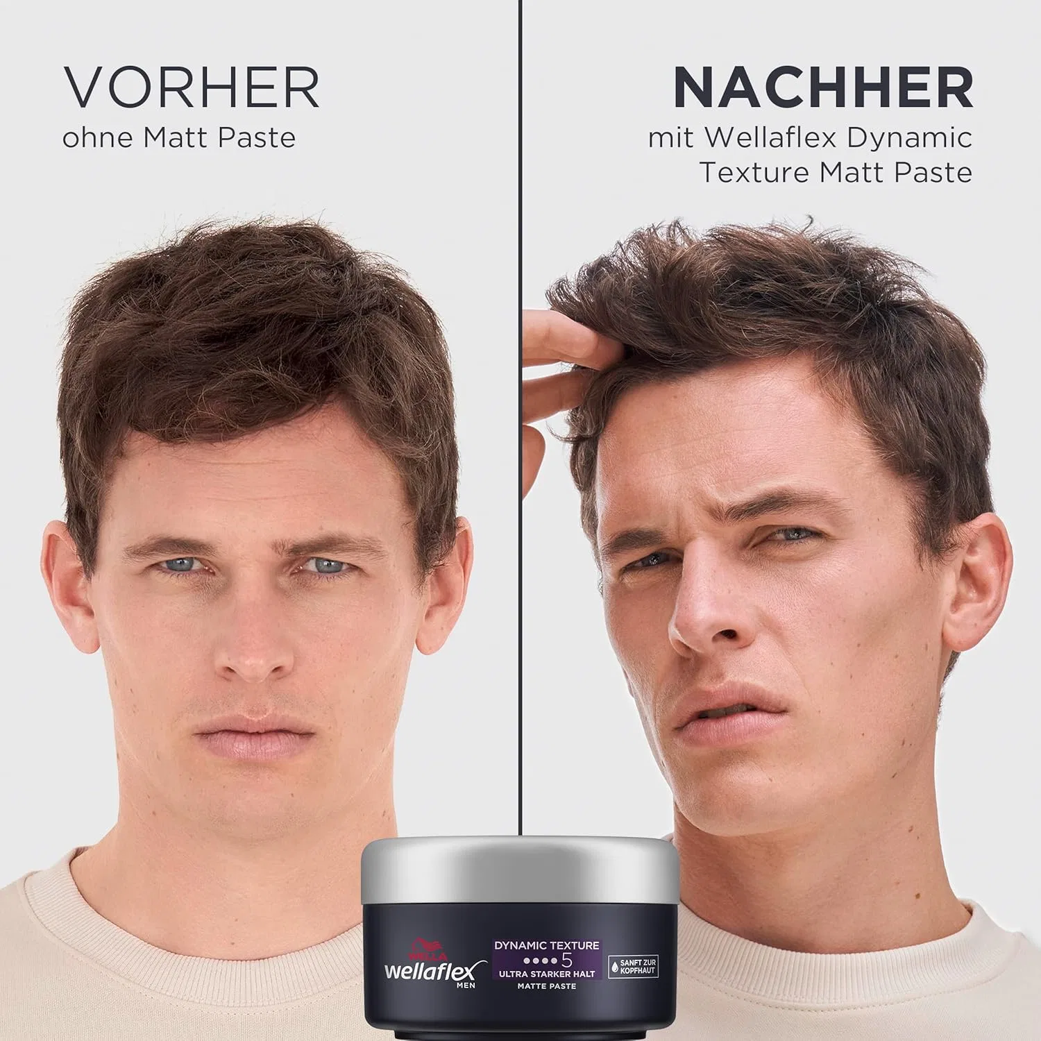 Мужская матирующая паста для укладки «Wellaflex Men Dynamic Texture» от Wellaflex Wellaflex, Blue — фото 3