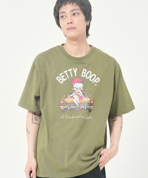 

Футболка классического кроя с принтом Betty Boop, BETTY, цвет хаки