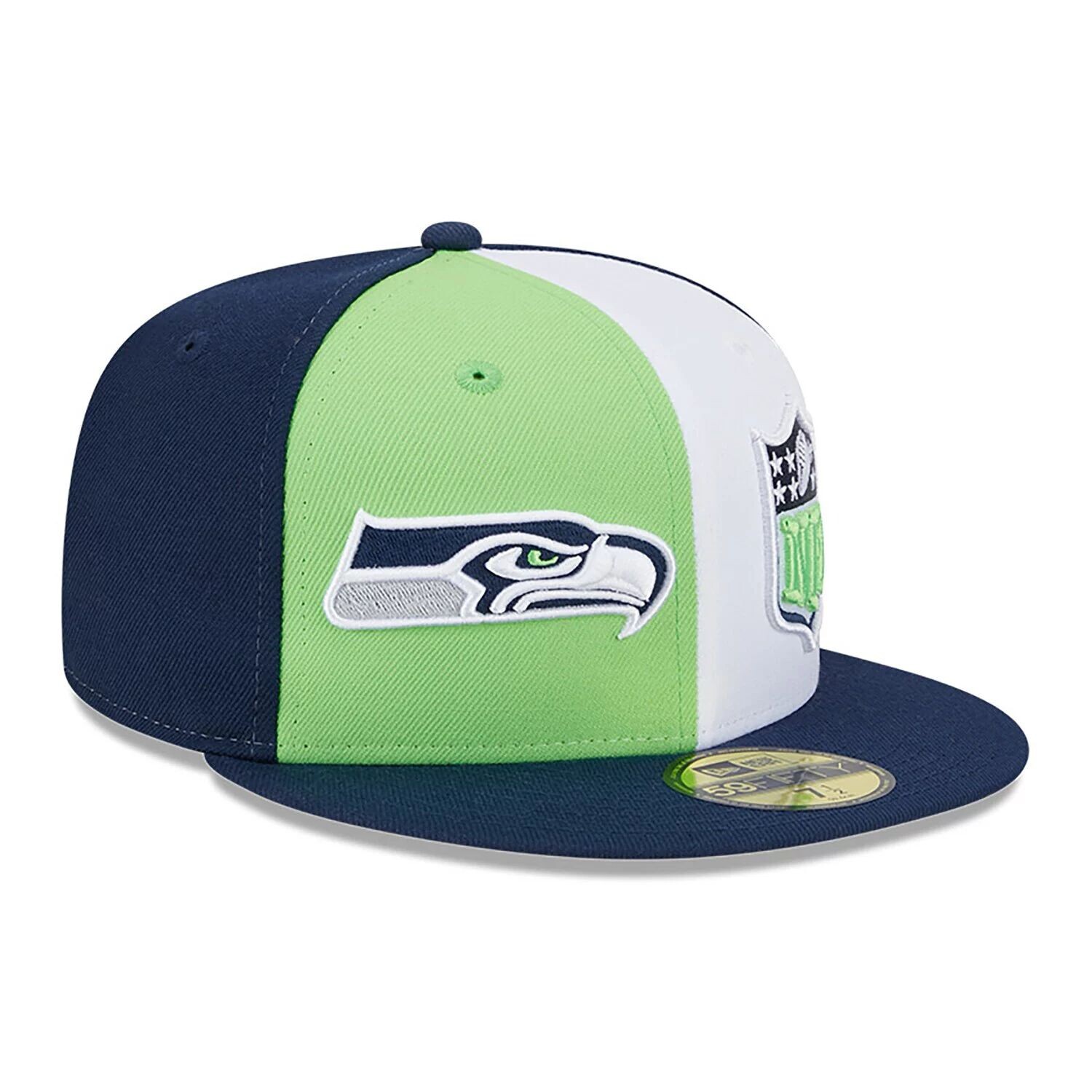 

Мужская шляпа New Era Neon Green/College Navy Seattle Seahawks 2023 Sideline 59FIFTY