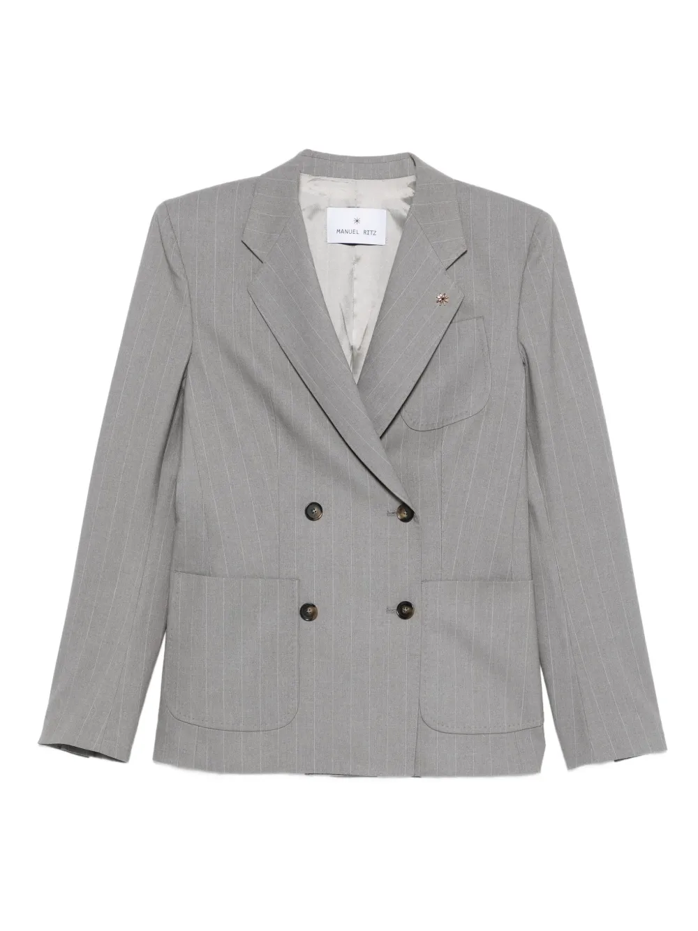

Двубортный пиджак в тонкую полоску Manuel Ritz, серый