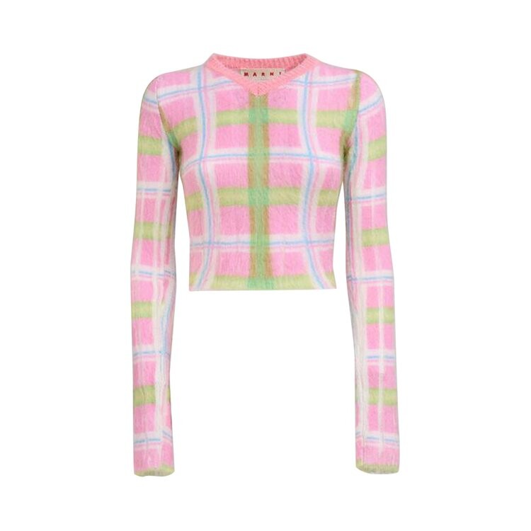 

Свитер Marni Fuzzy Wuzzy Printed Brushed Mohair V Neck Sweater, розовый