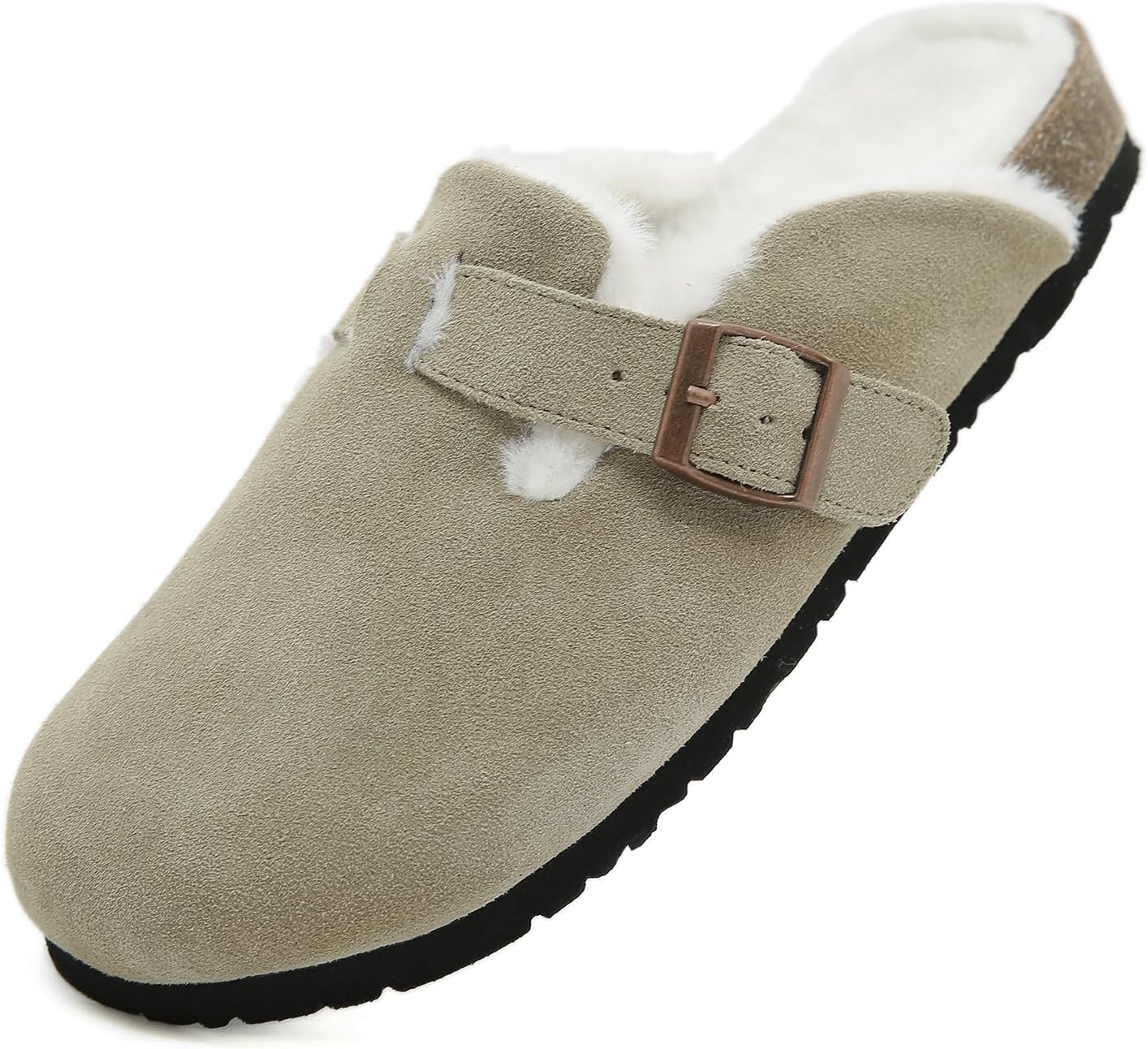 

Сабо из замши Dumalum для женщин и мужчин - с регулируемой пряжкой, на пробковой стельке, с противоскользящей подошвой - тапочки, хаки