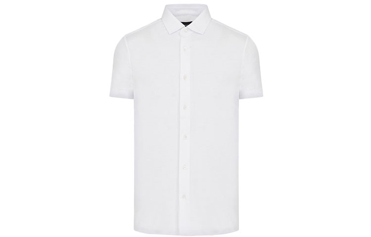 

Рубашка с пуговицами и закругленным подолом EMPORIO ARMANI, белая