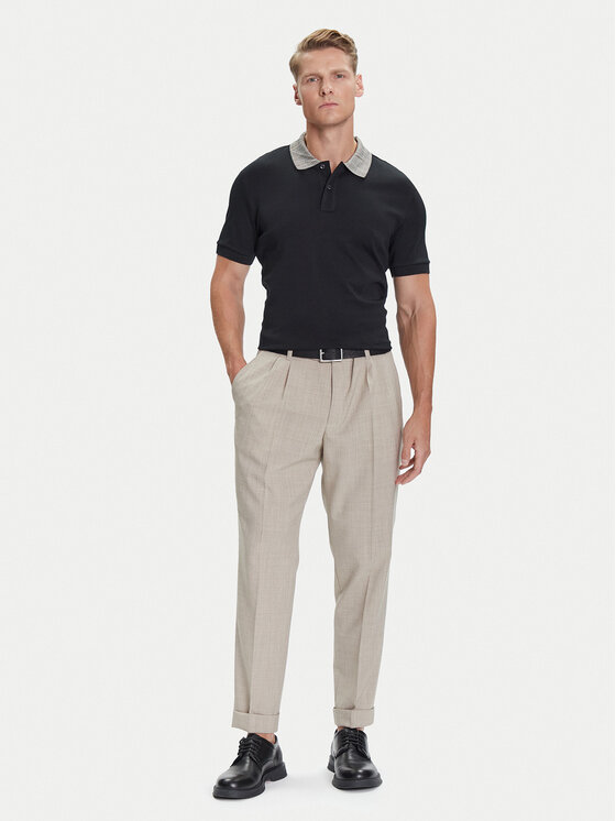 Брюки из ткани tapered fit C-Perin-DPL 50545822 Boss, бежевый — фото 2