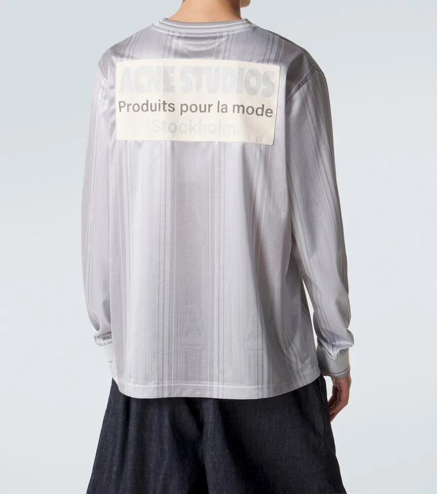 Футболка с полосатым логотипом Acne Studios, серый — фото 4