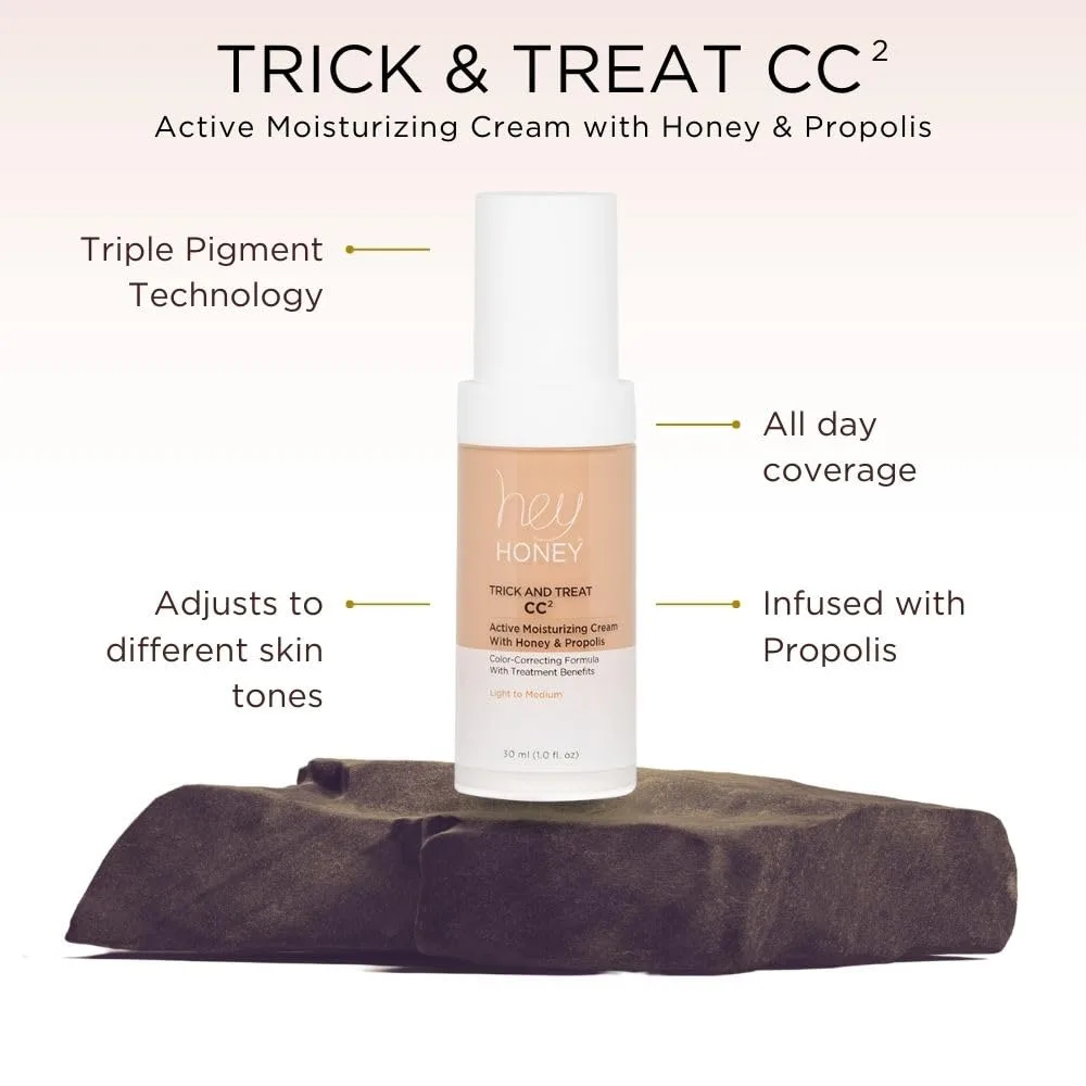 Hey Honey Trick and Treat CC² крем SPF 46, увлажняющий тонирующий крем с медом и прополисом, для розацеа, покраснений и зрелой кожи, cruelty-free, 30 мл (Deep Tan) 29,6 мл (1 шт.), 5 Deep Tan — фото 2