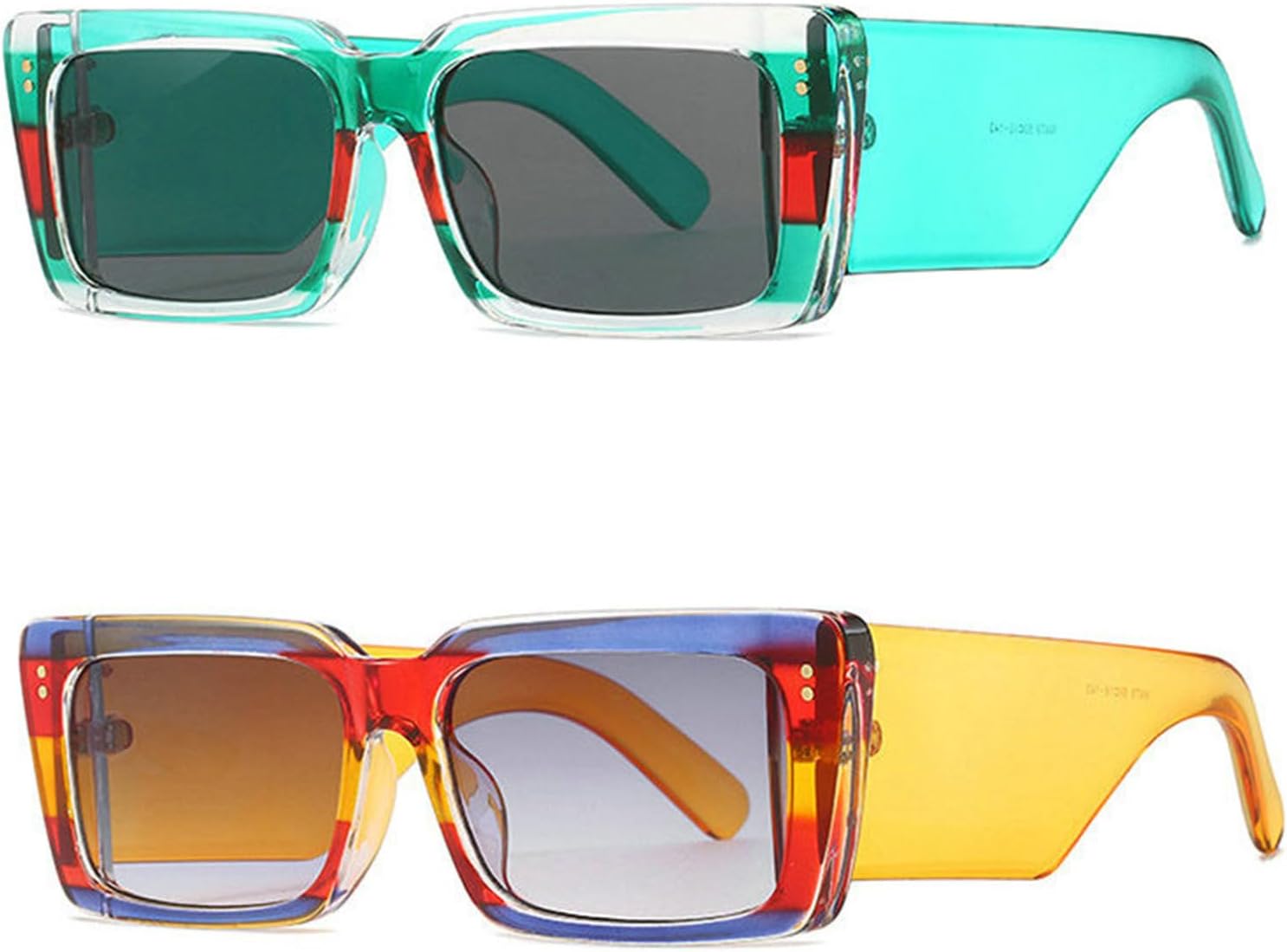 

Солнцезащитные очки Willochra в квадратной оправе для женщин и мужчин. Модные массивные прямоугольные солнцезащитные очки черного цвета с защитой от УФ-излучения UV400, 2pcs-yellow&green