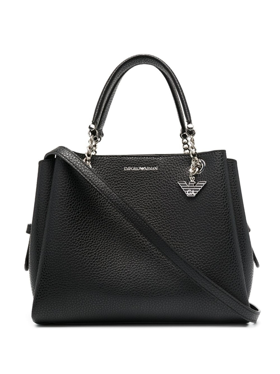 

Emporio Armani сумка-тоут из зернистой кожи с цепочкой, черный