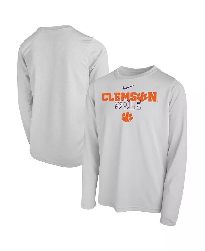 

Футболка белая для больших мальчиков и девочек Clemson Tigers 2023 On Court Sole Bench Nike