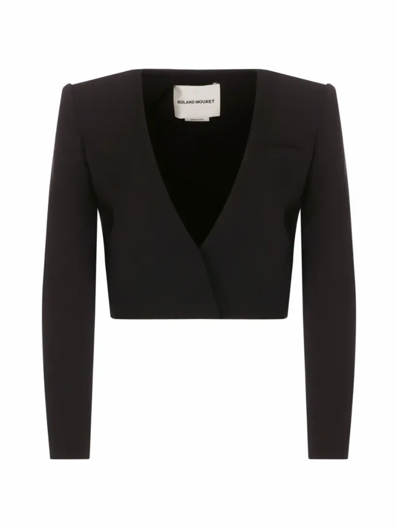 

Укороченный шелковый жакет Roland Mouret, черный