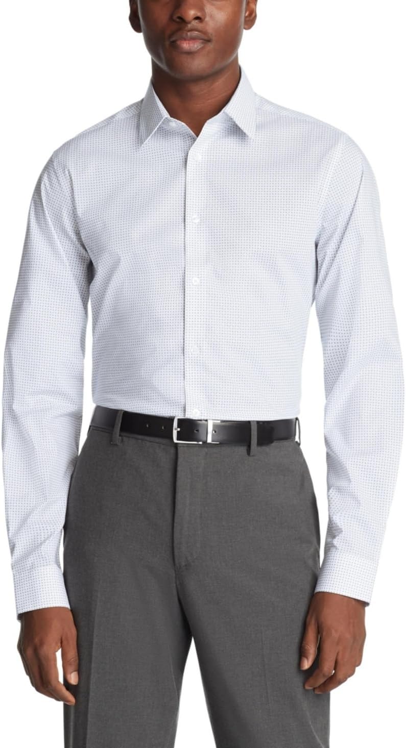 

Мужская рубашка Calvin Klein, классический крой, не требует глажки, с принтом, Blue